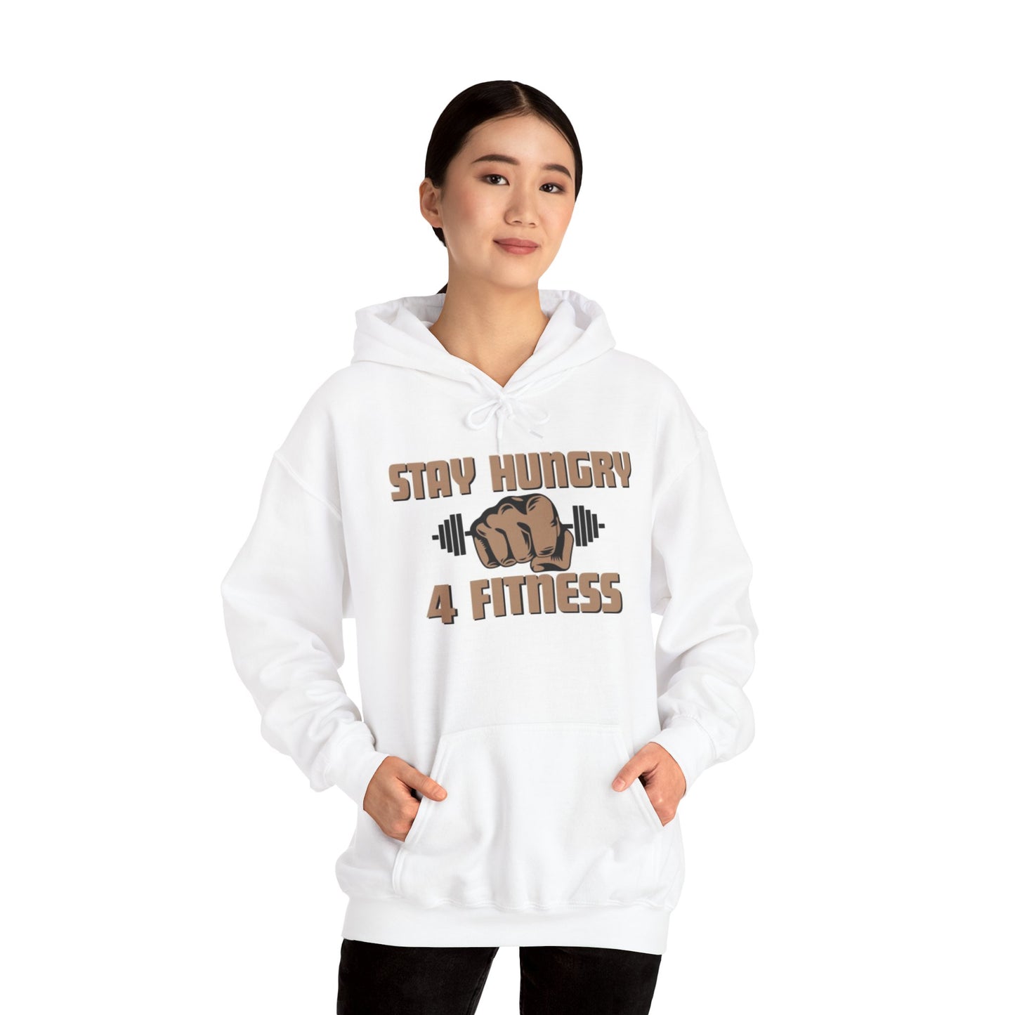 Stay Hungry Fitness White Hoodie - Unisex Heavy Blend Sweatshirt