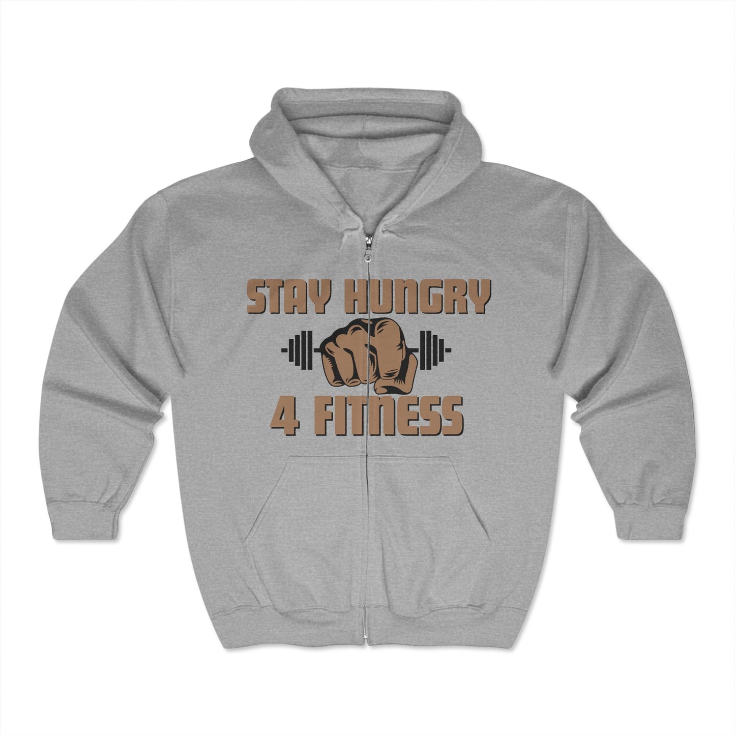 Stay Hungry 4 Fitness Zip Hoodie Sports Gray - Unisex Heavy Blend Sweatshirt for Gym Lovers