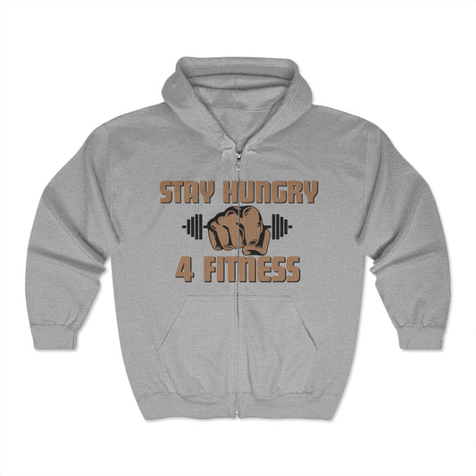 Stay Hungry 4 Fitness Zip Hoodie Sports Gray - Unisex Heavy Blend Sweatshirt for Gym Lovers